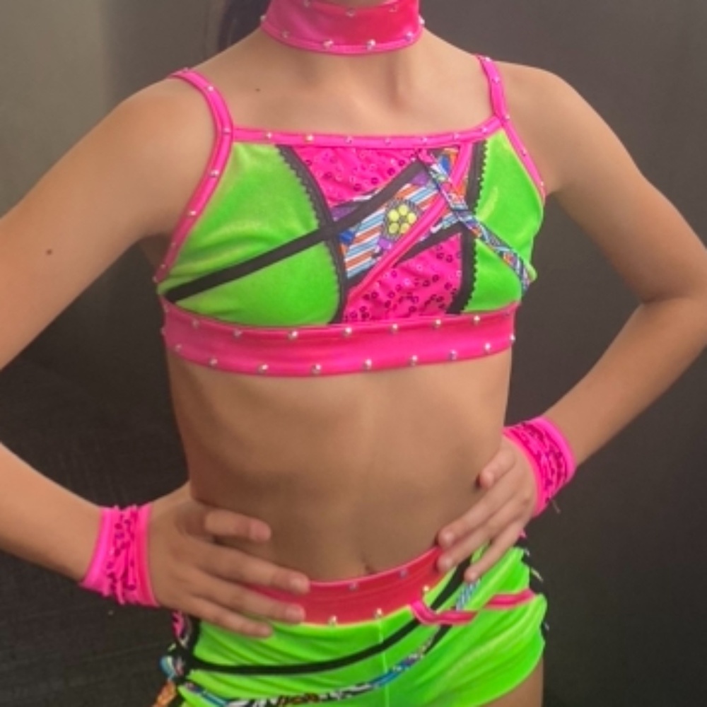 Neon green and pink jazz costume